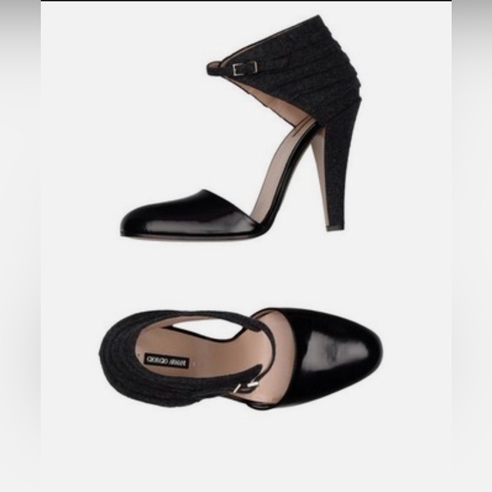 Giorgio Armani Black Ankle Strap Heels size 7